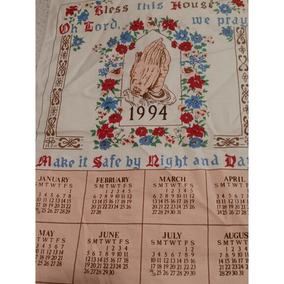 1994 Cotton Tea Towel Praying Hands Bless House Birth Year or Anniversary Gift - Picture 7 of 7